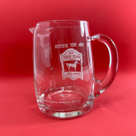 VTG The White Horse Cellar Dry Scotch Whiskey Glass Pitcher with Applied Handle - Picture 2 of 8